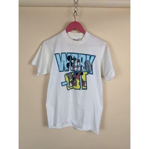 Vintage 1986 Mickey Mouse Work Out Paper Thin Single Stitch T-shirt Walt Disney
